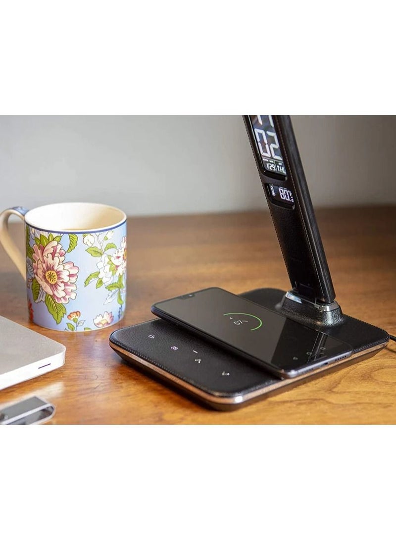 لايت مصباح طاولة قابل للطي مع شاحن لاسلكي LED ضوء الليل المنبه الرقمي U13Q - Image 3