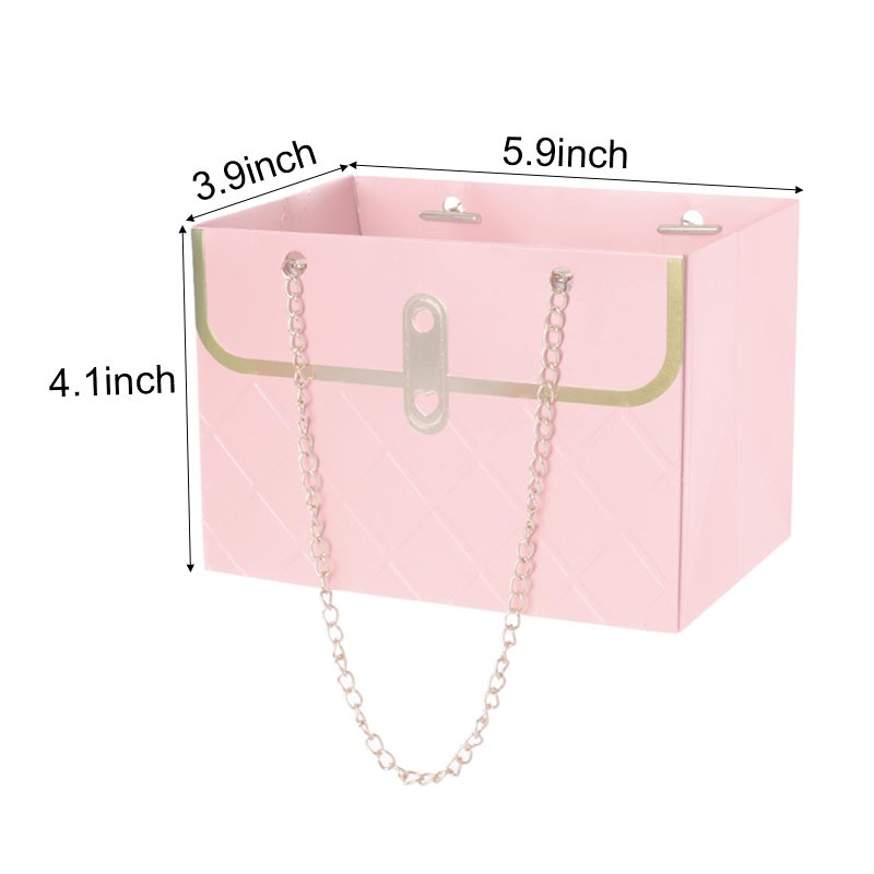 baotongle 6pcs Flower Paper Gift Box Bouquet Storage Bucket Handbag with Metal Chain Flower Boxes for Arrangements Wedding Valentine's Mother's Day Birthday Bridal Showe - Image 5