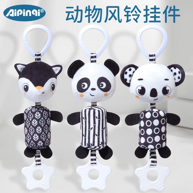 Aipinqi New Baby Black and White Wind Chime Toy - Plush Hanging Ornament for Strollers, Soothing for 0-3 Years - Image 1