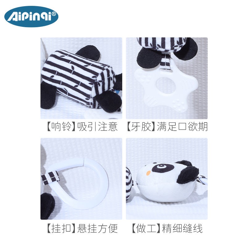 Aipinqi New Baby Black and White Wind Chime Toy - Plush Hanging Ornament for Strollers, Soothing for 0-3 Years - Image 4