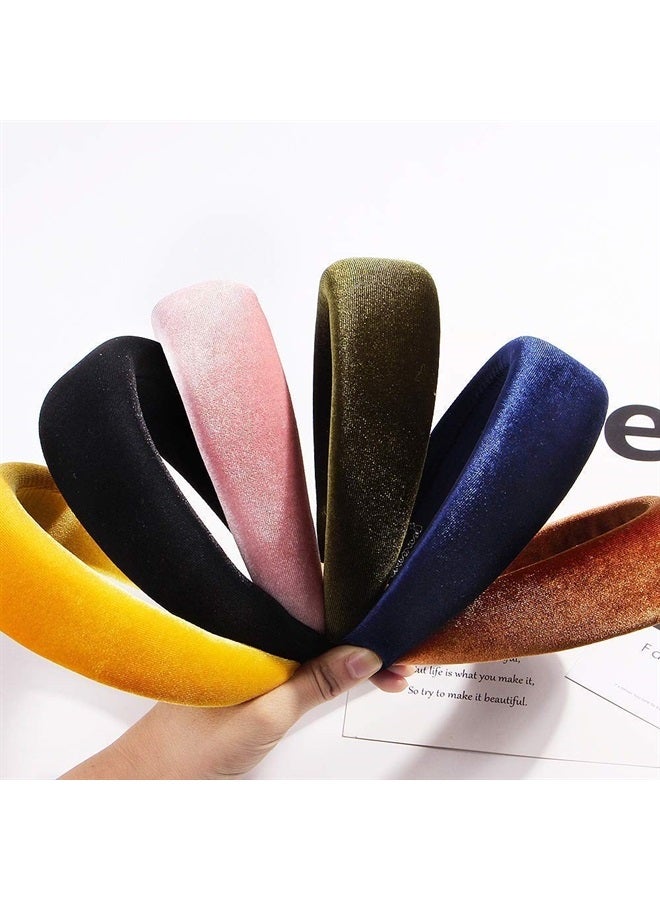 Headbands for Women Head Bands - Hair Accessories Velvet Padded Cute Beauty Fashion Hairbands Girls Vintage Head Hair Bands Boho Wide Band (Black)