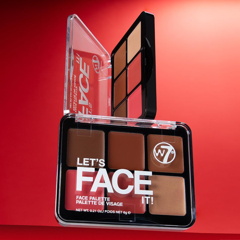 W7 Letâ€™s Face It Cream Face Palette â€“ Deep Desert Glow - 6-Pan Bronzer, Blush & Highlight Palette - Creamy, Blendable Face Makeup - Image 5