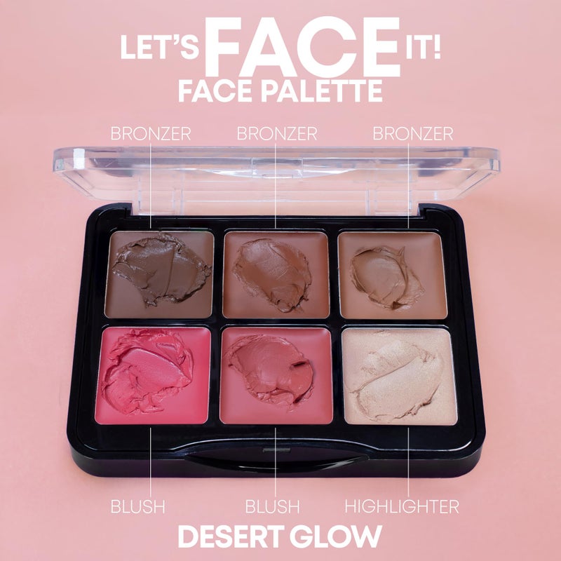W7 Letâ€™s Face It Cream Face Palette â€“ Deep Desert Glow - 6-Pan Bronzer, Blush & Highlight Palette - Creamy, Blendable Face Makeup - Image 2