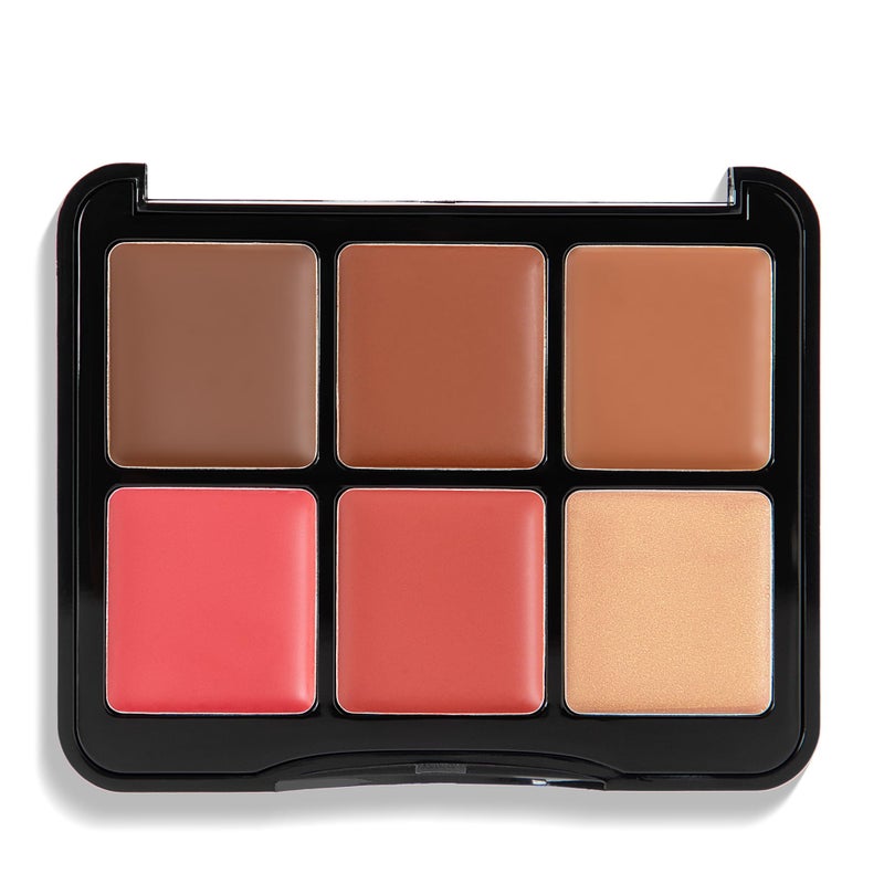 W7 Letâ€™s Face It Cream Face Palette â€“ Deep Desert Glow - 6-Pan Bronzer, Blush & Highlight Palette - Creamy, Blendable Face Makeup - Image 3