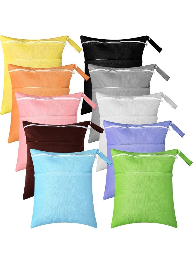 Woanger 10 Pack Wet Dry Bags for Baby Cloth Diapers Waterproof Reusable Travel Bags - Image 1
