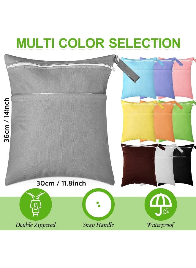 Woanger 10 Pack Wet Dry Bags for Baby Cloth Diapers Waterproof Reusable Travel Bags - Image 2