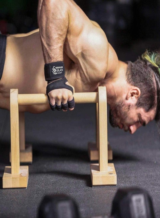 قفازات تمارين رياضية من Svaan مع دعم للمعصم، وحشوة سيليكون، وحماية لليدين أثناء رفع الأثقال والتدريب المتقاطع، أسود (مقاس كبير) - Image 4