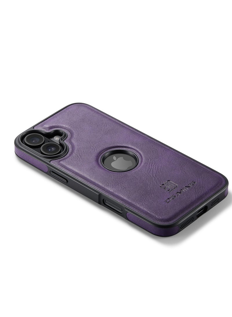 DGMING Case Cover Premium Leather Back with Logo CutOut Shockproof Compatible with Iphone 16  (Purple)  - Image 3