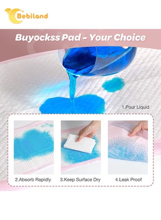 وسادة تغيير حفاضات الأطفال يمكن التخلص منها للاستعمال مرة واحدة من 100 قطعة ،وسادة تغيير حفاضات مضادة للماء قابلة للتنفس،حصيرة واقية لطاولة السرير،33 × 45 سم (وردي) - view 4