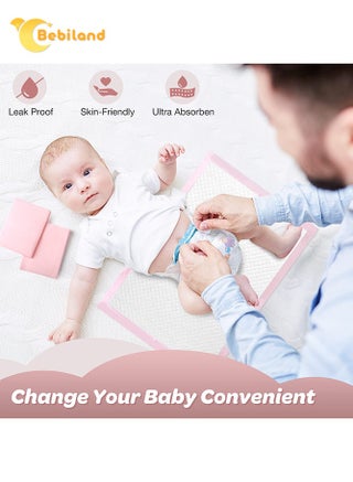 وسادة تغيير حفاضات الأطفال يمكن التخلص منها للاستعمال مرة واحدة من 100 قطعة ،وسادة تغيير حفاضات مضادة للماء قابلة للتنفس،حصيرة واقية لطاولة السرير،33 × 45 سم (وردي) - view 3