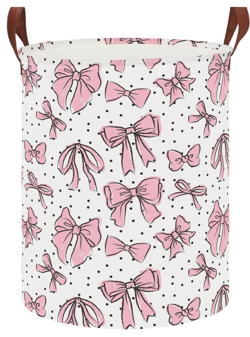 NTAOHAMPER Laundry Hamper,Laundry Basket,Baby Nursery Hamper,Waterproof Storage Bin,Clothes Organizer Basket,Room Decor(Hand-drawn Bowknot) - Image 1