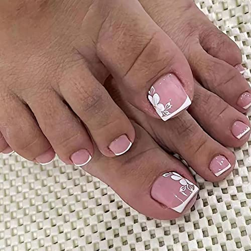 Vezocim Press-On Acrylic Fake Toenails - Full Cover Reusable False Toenails with Glue Set, Peel & Stick Designs - Image 1