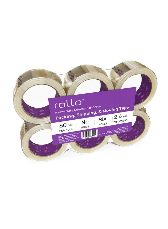 ROLLO No Noise Packing Tape Silent Shipping Tape 60 Yards X 2 Wide X 2.6 Mil Thick (6 Refill Rolls) Clear Heavy Duty Industrial Quiet Tape For Packaging Shipping Moving Storage With No Bubbles - Image 5