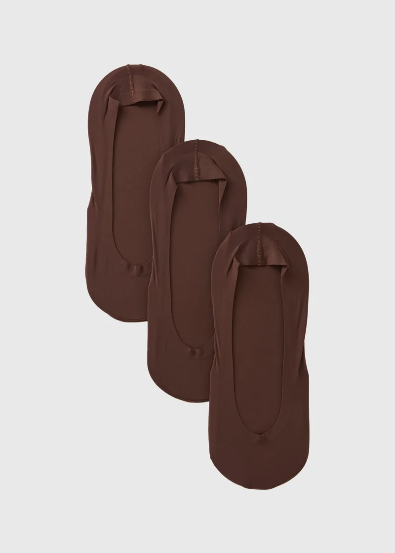 Matalan 3 Pack Brown Footsie Socks