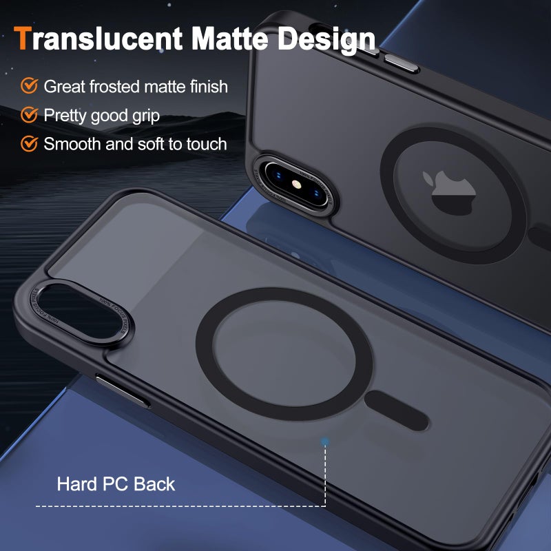 Hython Case for iPhone Xs Max Case Magnetic Translucent Matte Phone Cases 6.5" [Compatible with MagSafe] Thin Slim Fit Shockproof Bumper Hard Protective Cover for Women Men Girls, Frosted Black - Image 2