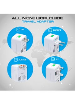 Flash Hawk Universal All-in-1 UK Plug Travel Adapter with 2 USB Ports White  - Image 2
