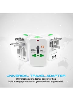 Flash Hawk Universal All-in-1 UK Plug Travel Adapter with 2 USB Ports White  - Image 3