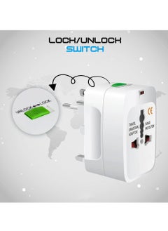 Flash Hawk Universal All-in-1 UK Plug Travel Adapter with 2 USB Ports White  - Image 5