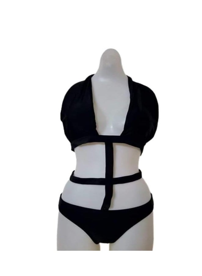 Hanady - Elegant Women's Two-piece Bikini - Lycra Material - Black - Image 1