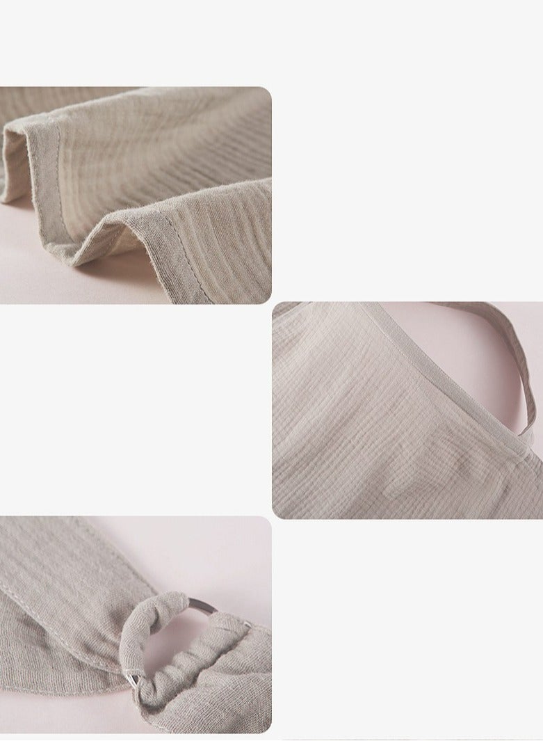 Muslin Nursing Cover for Baby Breastfeeding Breathable 100% Cotton Breastfeeding Cover with Rigid Hoop for Mother Nursing Apron Multi-use Carseat Canopy Khaki - Image 3