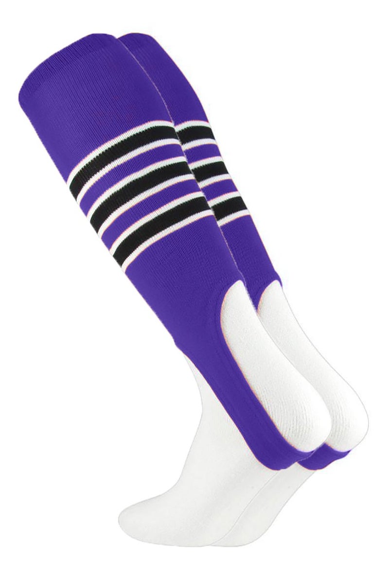MadSportsStuff Baseball Stirrups Pattern D (Purple/Black/White, Large)