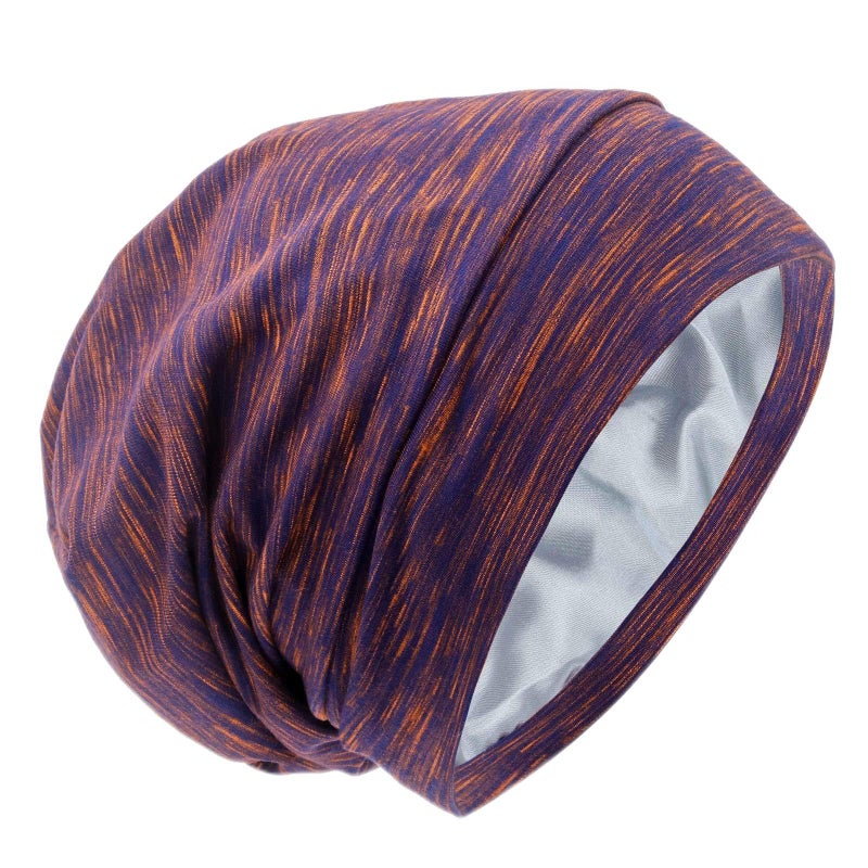 GB Selected Silk Satin Lined Bonnet Sleep Cap  Adjustable Stay on All Night Hair Wrap Cover Slouchy Beanie for Curly Hair Protection for Women and Men  Mixed Purple