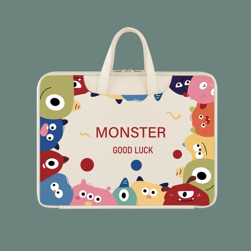 Laptop Handbag for 13-16 Inch Notebook, Waterproof Shockproof Computer Tote Bag with Handle, Fits Huawei/Honor/Xiaomi/Lenovo Xiaoxin, Black & White Cartoon Design, Trendy Carrying Case for Women & Students - Image 1