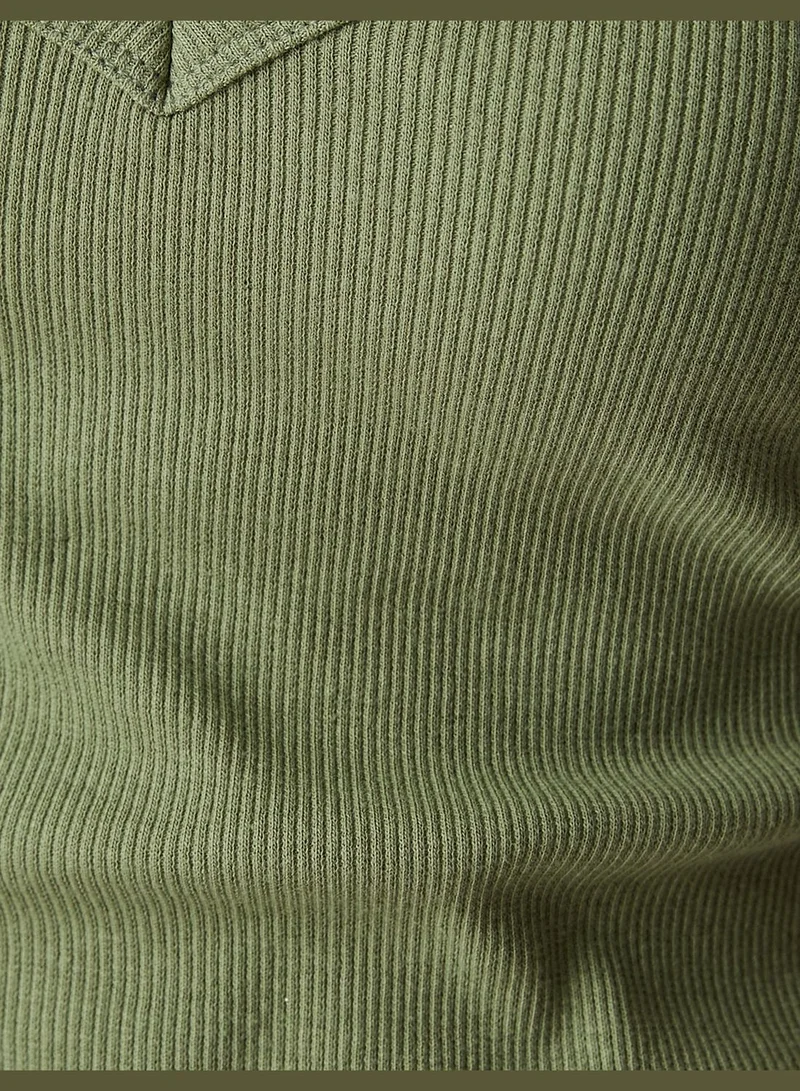 KOTON Ribbed V Neck Basic Tank Top