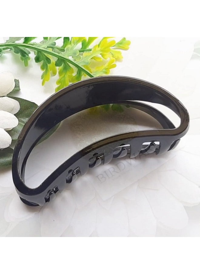 BIRDWARE BIRDWARE big size hair clips clutcher for women claws for girls Imported Rubber Acrylic Material Stone Butterfly | hair clutchers | hair claws (Pack of 3) (Black, White, Shell - D-Shape)  - Image 2