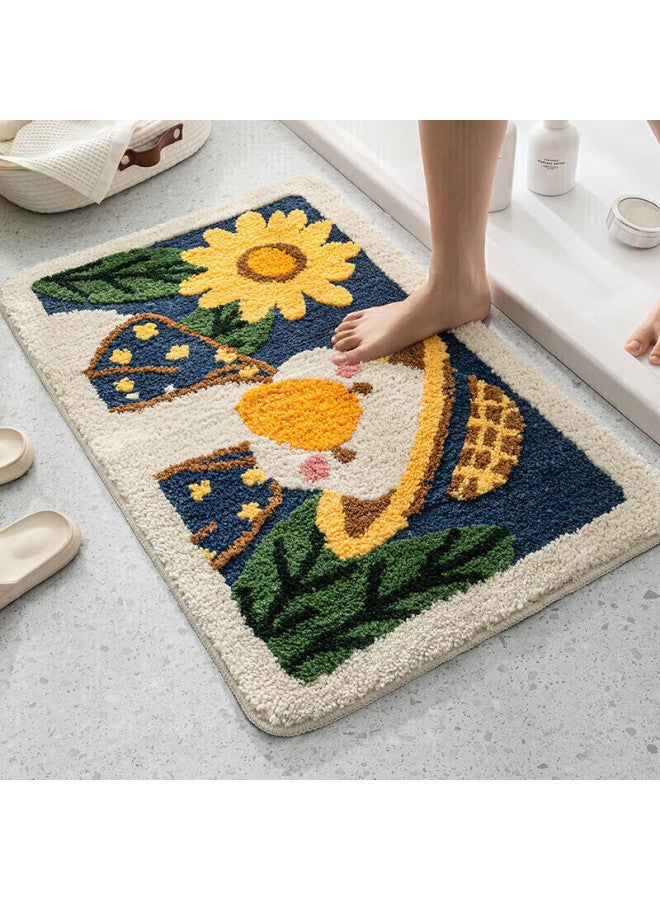 Bululom Cake Velvet Bathroom Absorbent Mat, Washroom Entrance Foot Mat, Tilted Duck (white), 50*80cm - Image 1