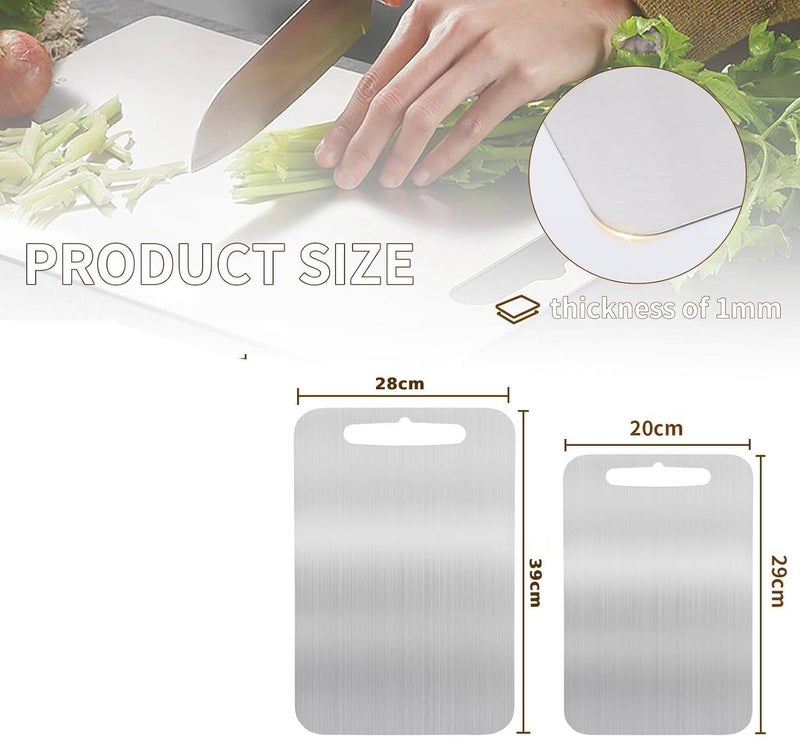 SPITZE Large Steel Cutting Boads | 304 Stainless Steel Chopping Boards for Cutting Vegetables, Meat, Fish, Fruits for Kitchen (Combo 2pc (39x28cm and 30x20cm)) - Image 5