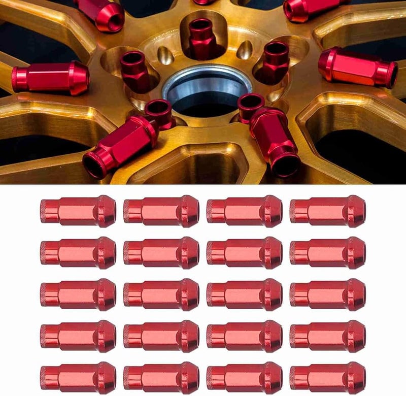 صواميل عجلة حمراء M12x1.5 20 قطعة مقاومة للفك المعدنية لفورد فوكس - Image 3