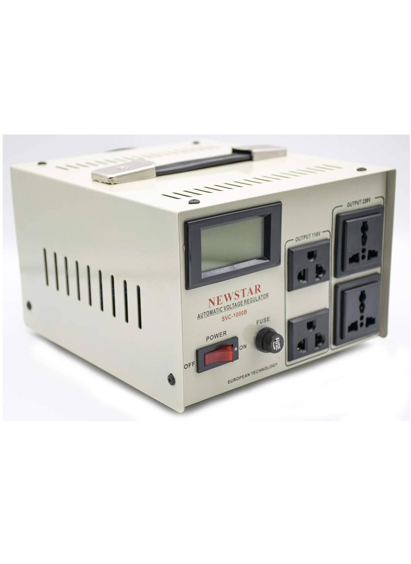 NEWSTAR - Newstar SVC-1000 Power Regulator Stabilizer Voltage Transform, Servo Motor Technology, LCD Display, 50/60Hz Frequency 1000W Power, Power-On Delay Mechanism, | SVC-1000B - Image 1