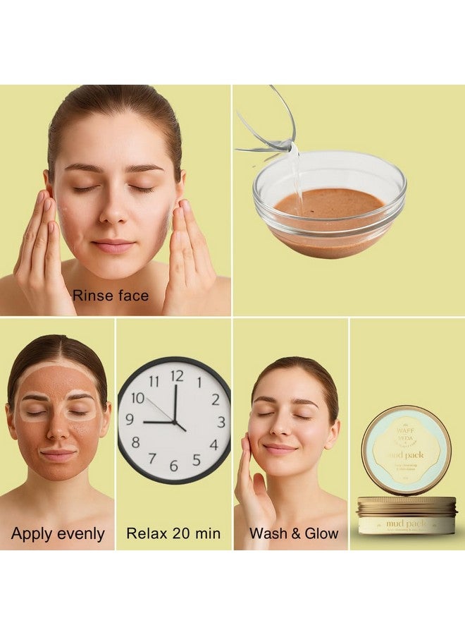 WAFF Ayurvedic Mud Face Pack - Detox & Brightening Face Mask for Acne-Free, Glowing Skin | Oil Control, Pore Cleansing | 100g for Men & Women - Image 4