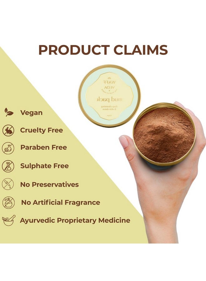 WAFF Ayurvedic Mud Face Pack - Detox & Brightening Face Mask for Acne-Free, Glowing Skin | Oil Control, Pore Cleansing | 100g for Men & Women - Image 3