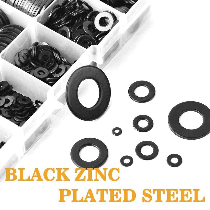 VIGRUE Assorted Flat Washers Set 684 Pieces -9 Sizes M2 M2.5 M3 M4 M5 M6 M8 M10 M12 Black Zinc Plated Alloy Steel Washers Hardware Assortment - Image 4