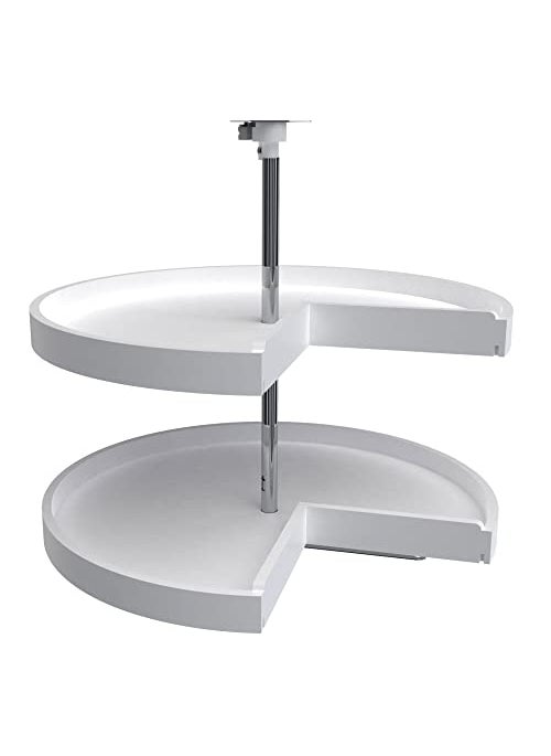 Rev-A-Shelf RevAShelf 2 Tier PieCut Lazy Susan for Corner Base Cabinets Plastic 28 Double Shelf Swivel Kitchen Spice and Can Organizer White 6942281152 