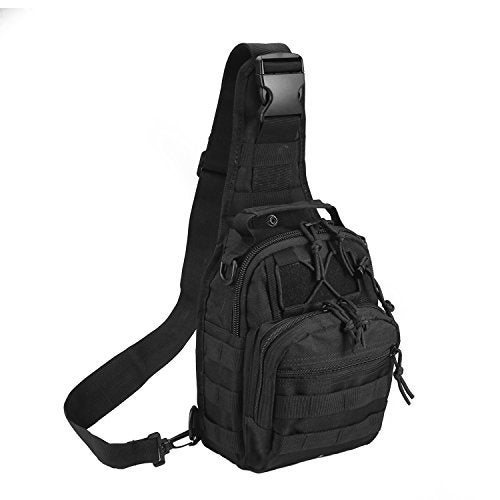 Novemkada Tactical Shoulder Bag,1000D Outdoor Military Molle Sling Backpack Sport Chest Pack Daypack Bags for Camping, Hiking, Trekking, Rover Sling (Black) - Image 1