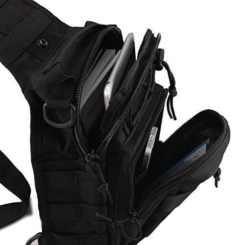 Novemkada Tactical Shoulder Bag,1000D Outdoor Military Molle Sling Backpack Sport Chest Pack Daypack Bags for Camping, Hiking, Trekking, Rover Sling (Black) - Image 5