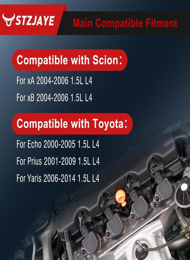 STZJAYE UF316 Ignition Coil & Iridium Spark Plug Set of 4 Compatible with Scion xA 2004 2005 2006, for Toyota Echo 2000 2001 2002 2003 2004 2005,for Prius 2001-2009 for Yaris 2006-2014 1.5L L4 - Image 2