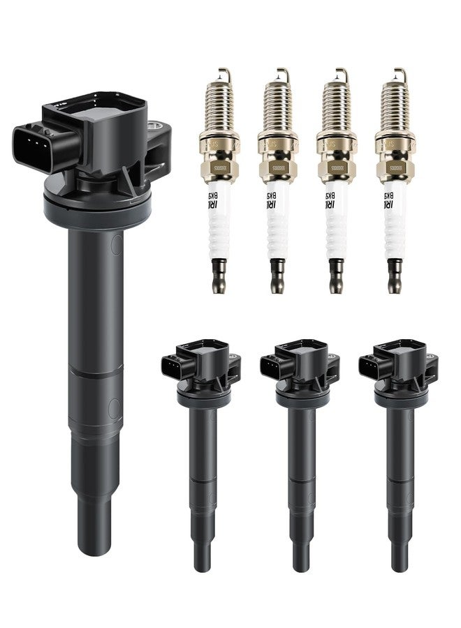 STZJAYE UF316 Ignition Coil & Iridium Spark Plug Set of 4 Compatible with Scion xA 2004 2005 2006, for Toyota Echo 2000 2001 2002 2003 2004 2005,for Prius 2001-2009 for Yaris 2006-2014 1.5L L4 - Image 1