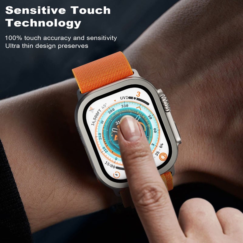 WSKEN for Apple Watch Ultra 3/Ultra 2/Ultra Screen Protector 49mm,9H Tempered Glass + Titanium Alloy Frame, [Keep Original] [Touch Sensitive] Lightweight Protective Glass Film for iwatch Ultra 3/2/1 - Image 3