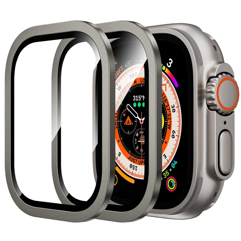 WSKEN for Apple Watch Ultra 3/Ultra 2/Ultra Screen Protector 49mm,9H Tempered Glass + Titanium Alloy Frame, [Keep Original] [Touch Sensitive] Lightweight Protective Glass Film for iwatch Ultra 3/2/1 - Image 1