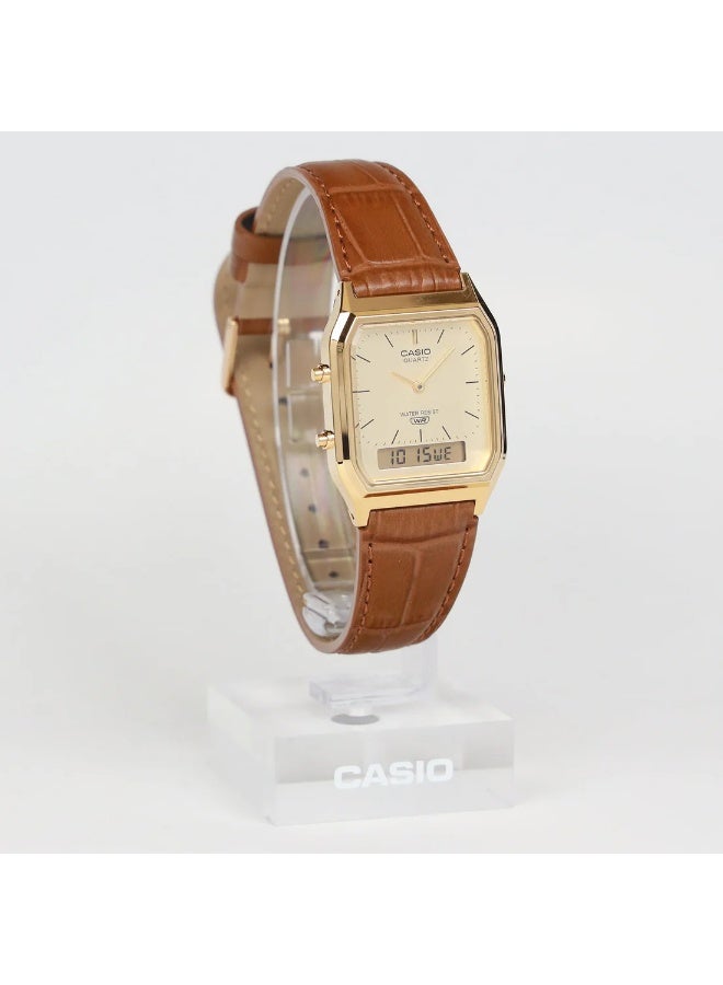 Casio AQ-230EGL-9ADF hybrid watches with leather straps - Image 2