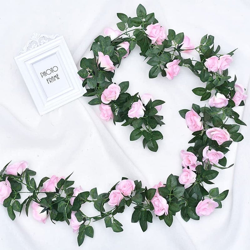 Antspirit 5pack Flower Garland Artificial Fake Rose Garland Vine Artificial Flowers for Decoration Floral Garlands Decor-Total 41 Ft (Pink) - Image 4