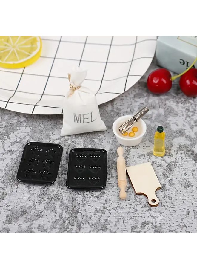 8pcs Miniature Dollhouse Kitchen Accessories Tiny Baking Props Gift Set - Image 2