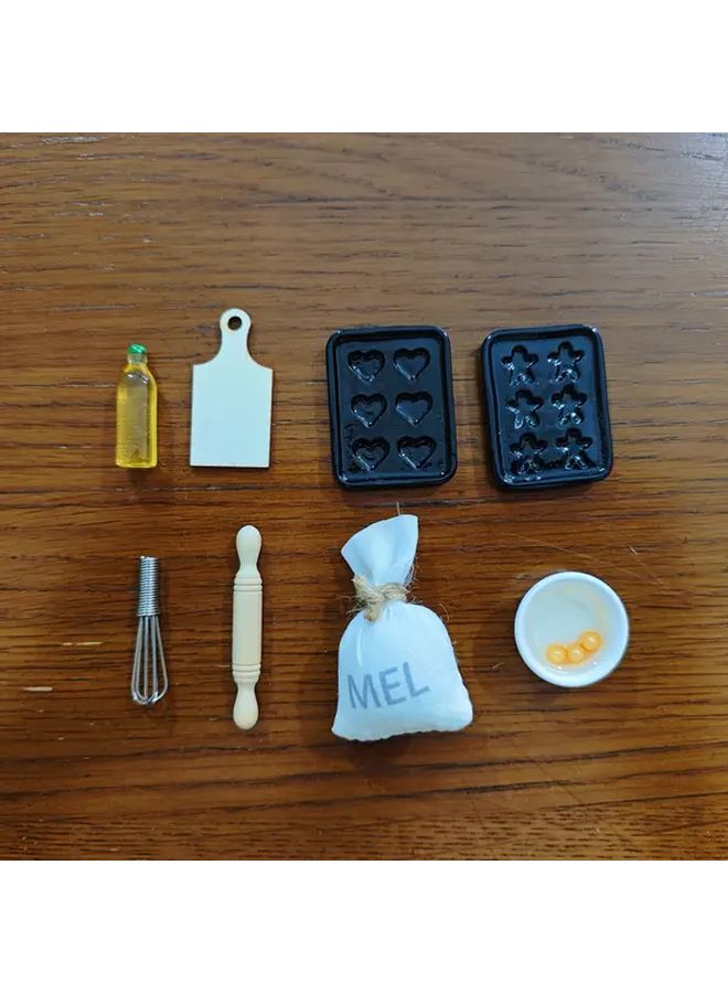 8pcs Miniature Dollhouse Kitchen Accessories Tiny Baking Props Gift Set - Image 1