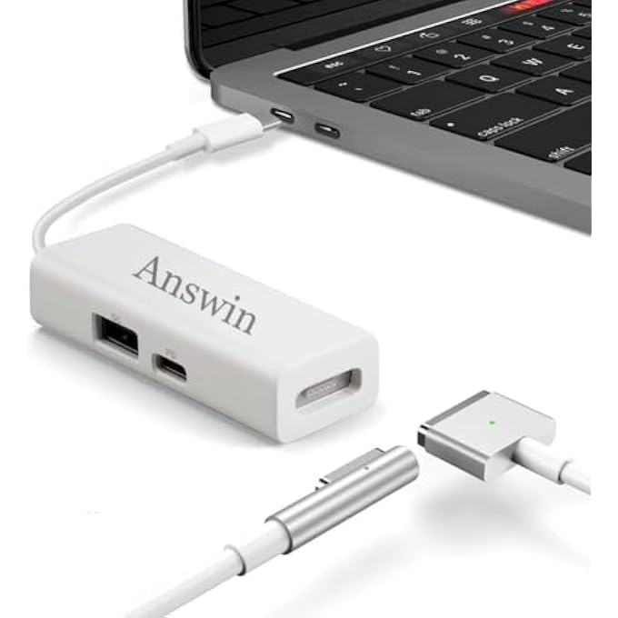Answin MAG-SAFE TO USB C ADAPTER 3-IN-1 MAG-SAFE 1 & 2 ADAPTER & USB C PD & QC USB (CHARING ONLY) FOR IPHONE 15 SERIES, M1/M2 MACBOOK, MACBOOK AIR AND MORE USB-C DEVICES - Image 1