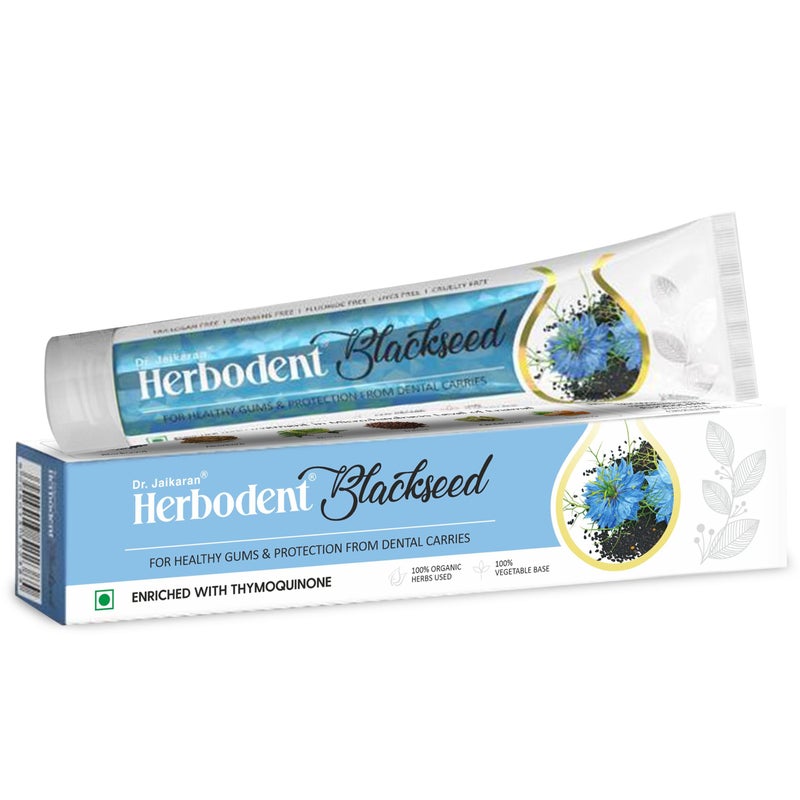 Herbodent® Blackseed Toothpaste - 185g Pack of 1 | with Natural Particles | THYMOQUINONE Improves Micro-Hardness Level of Enamel | Sensitivity & Cavities Protection | 7 Organic Herbs (Natural Mint) - Image 1