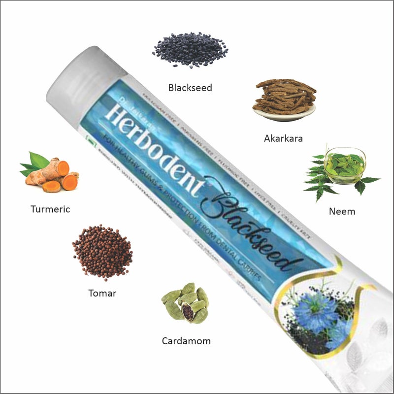 Herbodent® Blackseed Toothpaste - 185g Pack of 1 | with Natural Particles | THYMOQUINONE Improves Micro-Hardness Level of Enamel | Sensitivity & Cavities Protection | 7 Organic Herbs (Natural Mint) - Image 3